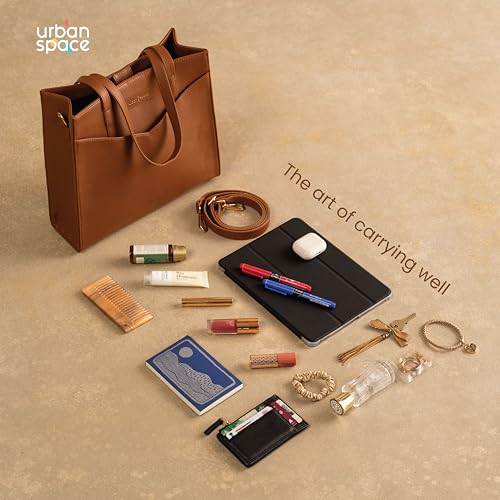 Image of Urban Space Women Tote Bag with Laptop compartment, Handbag for Work, Ladies purse, Stylish Shoulder Bag, Laptop ipad Tote Bags For Office Use, Gift for Women