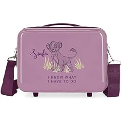 Neceser Viaje Para Maletas Disney El Rey Leon Neceser Adaptable con Bandolera Morado 29x21x15 cms Rígido ABS 9,14L