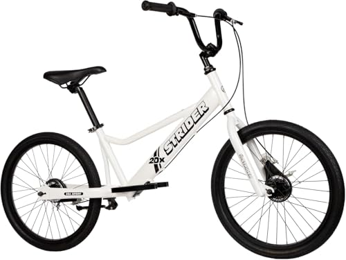 Strider 20x, White - Learn-to-Ride Balance Bike for Ages 8+ - Includes Dual Drum Handbrakes & Kickstand - Easy Assembly & Adjustments