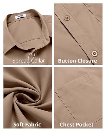 Image of COOFANDY Mens Short Sleeve Casual Button Down Shirts Summer Untucked Dress Shirts with Pocket