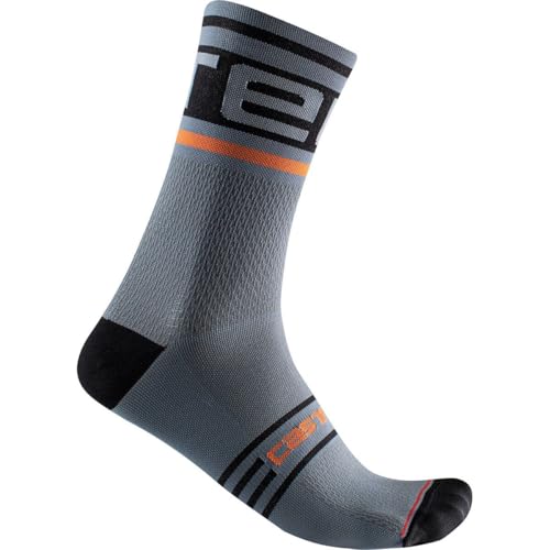 Castelli Prologo 15 Sock Light Steel Blue/Pop Orange/Black, S/M