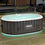 Arebos Vasca idromassaggio con illuminazione a LED | Gonfiabile | Indoor & Outdoor | 190x120 cm ovale | 2 persone | 90 getti di massaggio | con riscaldamento | 550 litri | Incl. copertura | Bubble Spa