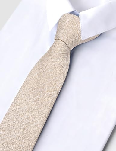Image of Barry.Wang Skinny Ties for Men Cashmere Wool Blend Necktie with Tie Clip | Tie and Tie Clip Set, Cashmere Wool Blend, Textured Woven Stripe, 2.76 x 63 Inches, Extra Long Slim, Wedding Work Winter
