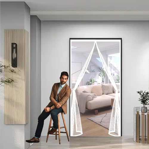 Moustiquaire porte 91x176 cm blanche en maille fine sans perçage - 2
