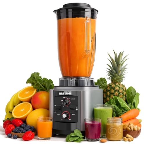 WantJoin Commercial Blender - 200Oz Extra Large Capacity Professional Blender Heavy Duty w/Pure Copper Motor, Dishwasher Safe, 6-Blade Combo, 26000 RPM, Multi Speeds, Smoothie Blenders for Juice