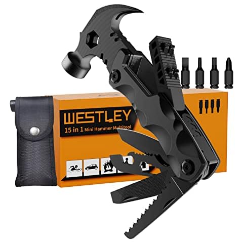 Gifts for Men Unique, WESTLEY Multitool, 15 in 1 Survival Gear, Camping Accessories, 4 Screwdrivers heads with Magnetic, Christmas Gifts for Men, Lock Function, cool gadgets for men WT15H Cover