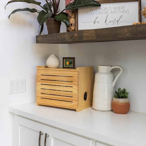 Caja Decorativa para Router WiFi, Estantería Ocultadora de Módem, Hecha de Madera de Pino, Acabado Moderno, Diseño con Paneles Laterales Integrados, Apta para Routers de Hasta 11", Montaje en Pared o sobre Escritorio miniatura 2