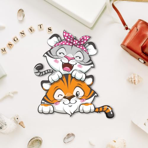 Image of Bhai Please Tiger Couple Theme Wooden Fridge Magnet - Couple Gift