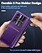 Viaotaily for Samsung Galaxy Z Fold 3 Case with Card Holder & S Pen Holder & Slide Lens Cover, Built-in Hinge Protection & Screen Protector, Durable Sturdy Phone Cover for Galaxy Z Fold 3, Dark Purple