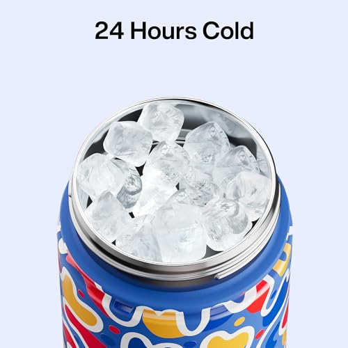 Image of ENCOOL Insulated Water Bottle with Straw Stainless Steel Water Bottle, Leak-Proof, BPA-Free, Double Wall Vacuum Keeps Cold for 24 Hours for Sports, Travel, School (26 oz, Ocean Pop)