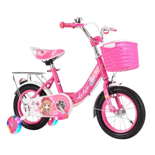 Iuseike 子供用自転車 補助輪付き フェンダー付き ライトアップ 滑り止めハンドル 95%完成品 小学生 男の子 女の子 ベル付きかわいいカゴ 子供用自転車 女の子 3-10歳自転車 16インチベビーカー プリンセス自転車 バランス、開発、安全性、耐