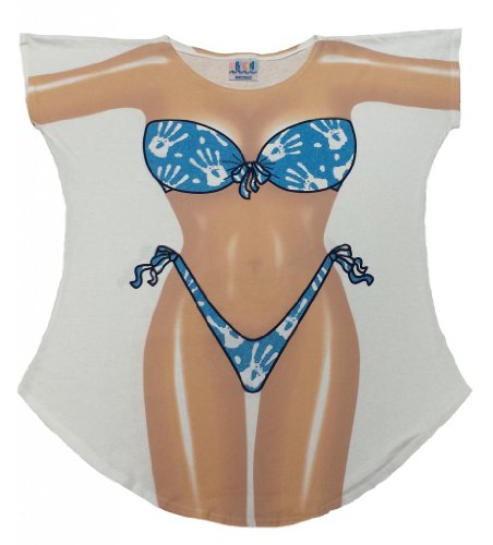 L.A. Imprints Hands Bikini Body Cover-Up T-Shirt #22 Plus Size White