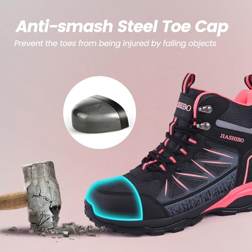 Image of Blapek Steel Toe Work Boots for Women, Insulated Work Boots | Lightweight Comfortable Safety Toe Shoes for Construction Workers, Steel Toe Sneakers for Warehouse & Auto Repair