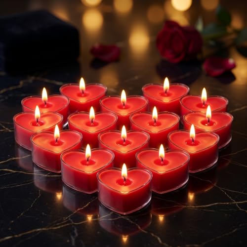 Shraddha Creation Rose Scented Heart Candles, Pack of 24, Small, Rose Aroma