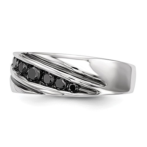 Solid 925 Sterling Silver Black Diamond Men's Band Ring (.5 cttw.)3