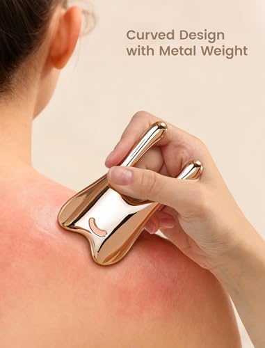 Image of Lemove Stainless Steel Gua Sha Facial Tool - Massage Tool for for Face, Jawline Shaper, Reducing Double Chin, Whole Body Gua Sha Tool, Lymphatic Drainage Massager, Facial Skin Care - Gold