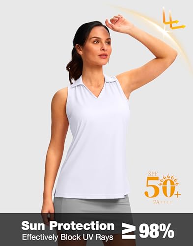 SANTINY Womens Sleeveless Golf Shirt Racerback V Neck Tank Tops Quick Dry Tennis Collared Polo Shirts for Women3