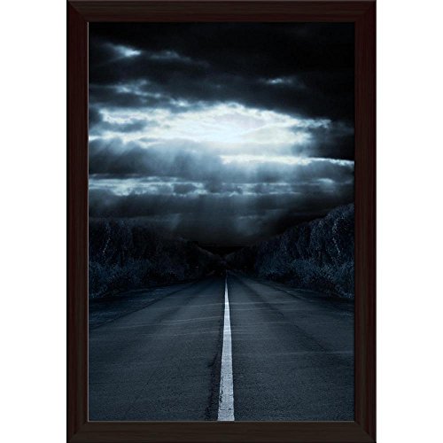 Image of ArtzFolio Light In Night | Paper Wall Poster Dark Brown Frame with Acrylic Glass | 9 x 13 inch (23 x 33 cms)