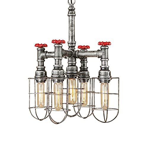 E27 Nórdico Industrial Retro Lámparas,Americano País Creativo Lámparas,Para Restaurante Bar Cafetería,Iluminación De La Sala De Estar,Candelabros De Fontanería-Gris plata vintage 30 * 31cm Cover