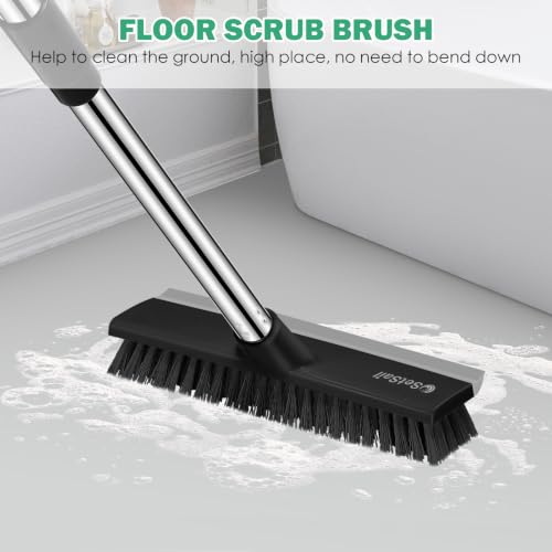 Image of SetSail Floor Scrub Brush, 51-Inch Adjustable Long Handle Brush, Black Grey