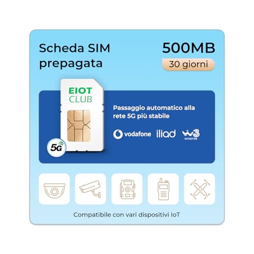 EIOTCLUB SIM Prepagata per LTE telecamera, fototrappola, 4G router, Supporta