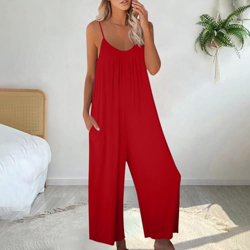 Combinaison d'été unie sans manches style décontracté chic col en V - 2