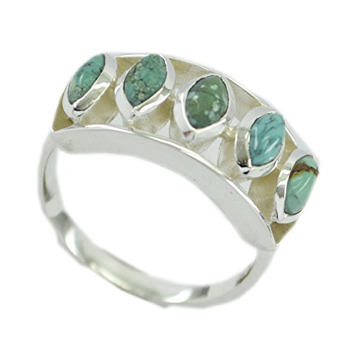 Bague de promesse en turquoise naturelle et argent pour l'élue de votre cœur