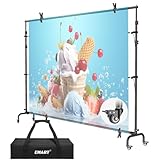 EMART 10x7.7ft Rolling Backdrop Stand with Wheels, Adjustable and Moveable Photo Backdrop Banner Stand for Studio Photography, Wedding, Party Decoration, Video Recording, Events Decoration