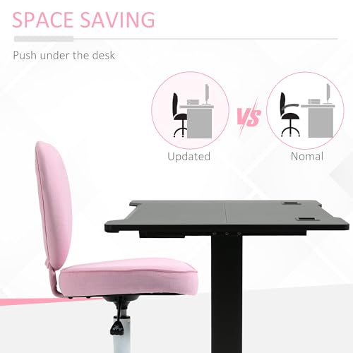 Image of HOMCOM Heart Love Back Office Chair with Adjustable Height and 360 Castor Wheels, Vannity Stool Chair, Pink