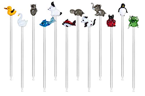 Bowlespießer - Fruchtspieße für Cocktails 12 verschiedene Tiere M aus Glas Lauscha Handarbeit Cover