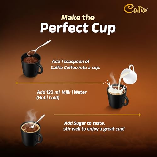 Image of CAFFIA Original Classic 100% Arabica Instant Coffee | Freeze Dried Coffee Powder - 50g | Make Cafe Style Hot or Cold Coffee, Black Coffee, Cappuccino, Latte at Home | Rich & Smooth Taste