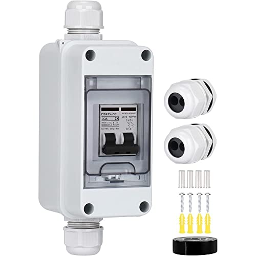 LVYXON DC Trennschalter Leistungsschalter IP65 Wasserdicht DC 12V-400V PV 1P Box für Solaranlage Solarmodul Anlage Solarmodule Cover