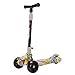 Trotinette Enfant 3 Roues, Trottinette Enfant avec LED Roues Lumineuses et Guidon Ajustable, Réglable Hauteur 70-75-81 cm, Trottinette Evolutive Pliable 2 à 8 Ans Fille et Garçon (Graffiti Noir A)