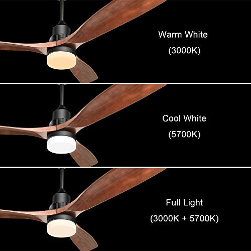 Sofucor 52 Inch Ceiling Fans With Lights Remote Control, 3 Down Rods Outdoor Ceiling Fan With Remote, Dimmable Led Light, Noiseless Motor & 3 Reversible Wood Blades #TOP4