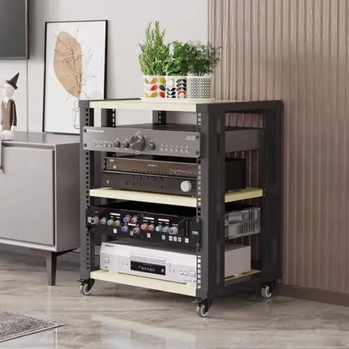 Estante ajustable con ruedas, soporte para TV e impresora, estante multimedia de 2/3/4/5 niveles para audio/video, almacenamiento de CD/DVD, perfecto para la oficina en casa y configuración de cine