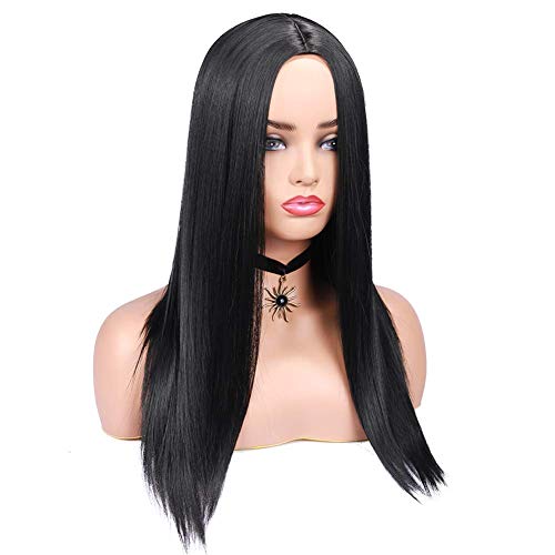 Image of Wynk Mavens black long staright center part hair wig |for Cancer Patients | Heat Friendly Synthetic Fibers | Fashion Wigs