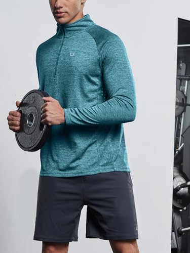 Image of NORTHYARD Men's Quarter Zip Pullover Athletic Running Shirt Long Sleeve | 1 /4 Zip Top, Quick Dry Lightweight, Moisture Wicking Breathable, Reflective Strips, Performance Workout Gym, Hiking Sports