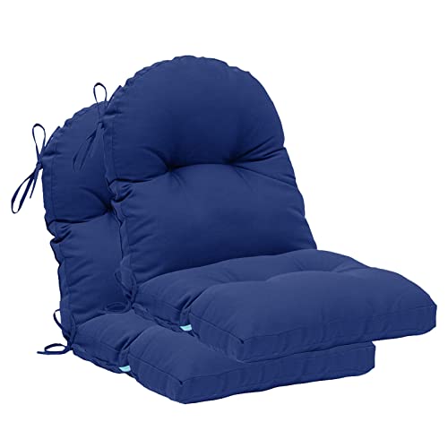 Image of QILLOWAY Tufted Outdoor Chair Cushion Set of 2, Waterproof 43x20x4 Inch Non Slip Replacement Pad for Wicker Lounge Patio Furniture, Navy