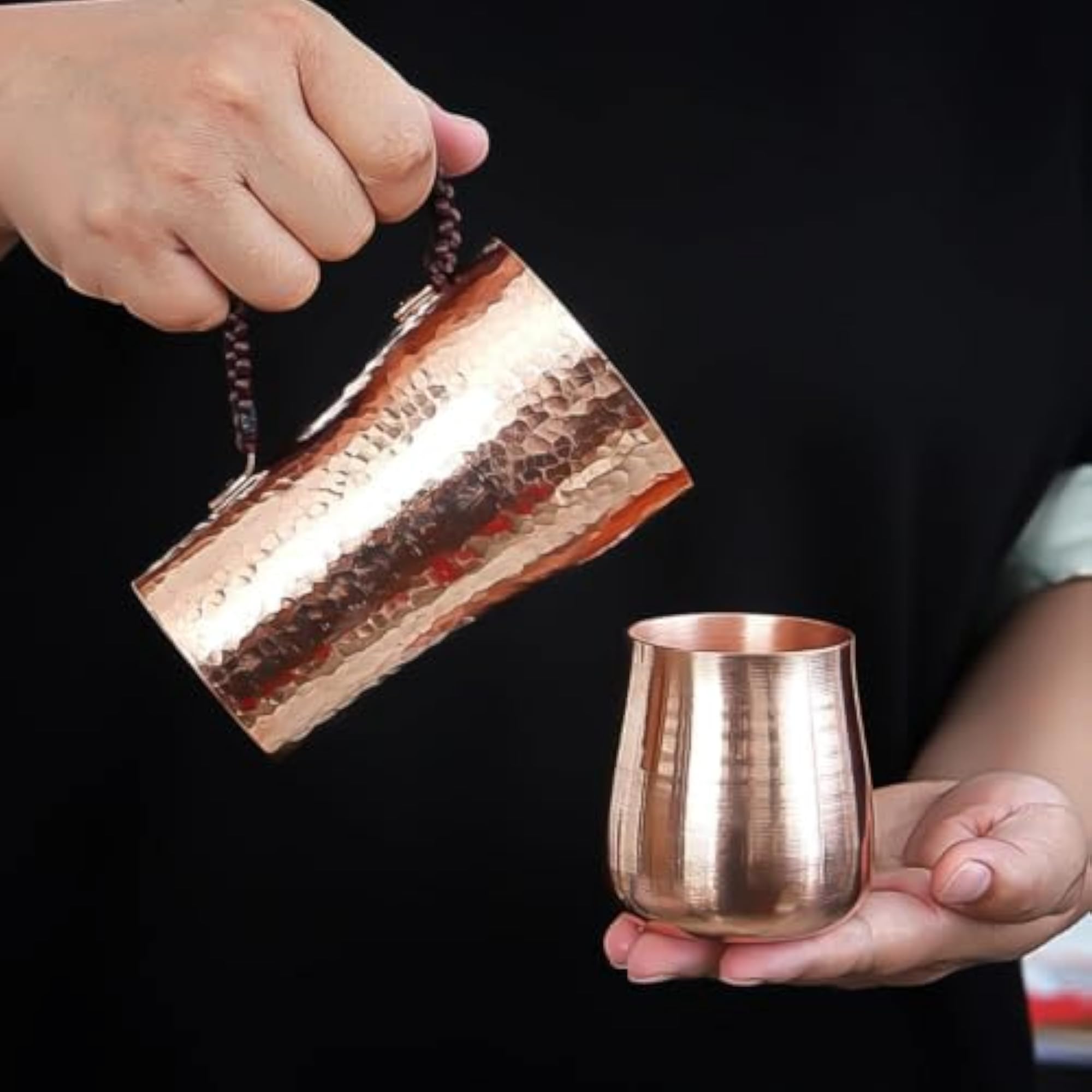 Copper Tea Cup with Side Handle Vintage Hammered