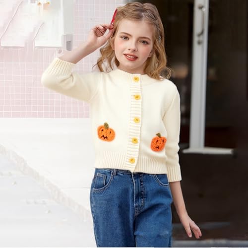 Baby Girls Knit Cardigan for Halloween Pumpkin Embroidery Cowl Neck Sweater Long Sleeve Button Cardigan for Boy4