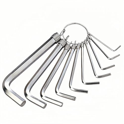 RyanDesign 10pc Metric Hex Key Set - Professional Grade Cr-V Steel Rust-Resistant Keyring Design | Fits Bike Furniture Auto Repair | 1.5-10mm (1.5 2 2.5 3 3.5 4 5 6 8 10mm)