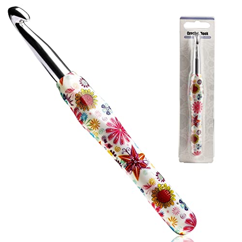 10mm Crochet Hook Ergonomic Handle for Arthritic Hands Soft Rubber Grip Extra Long Knitting Needles for Beginners and Knitting Crocheting Yarn (10mm)