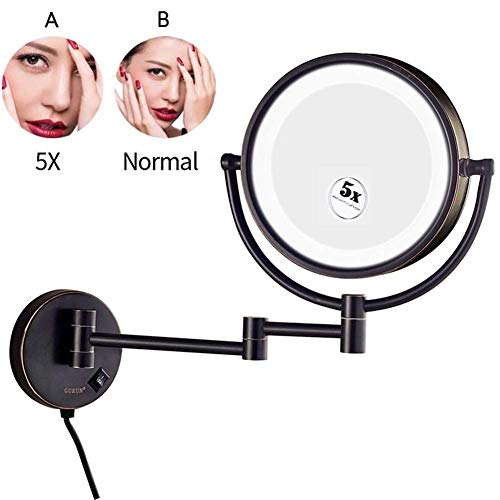 Miroir de maquillage éclairé avec interrupteur double face