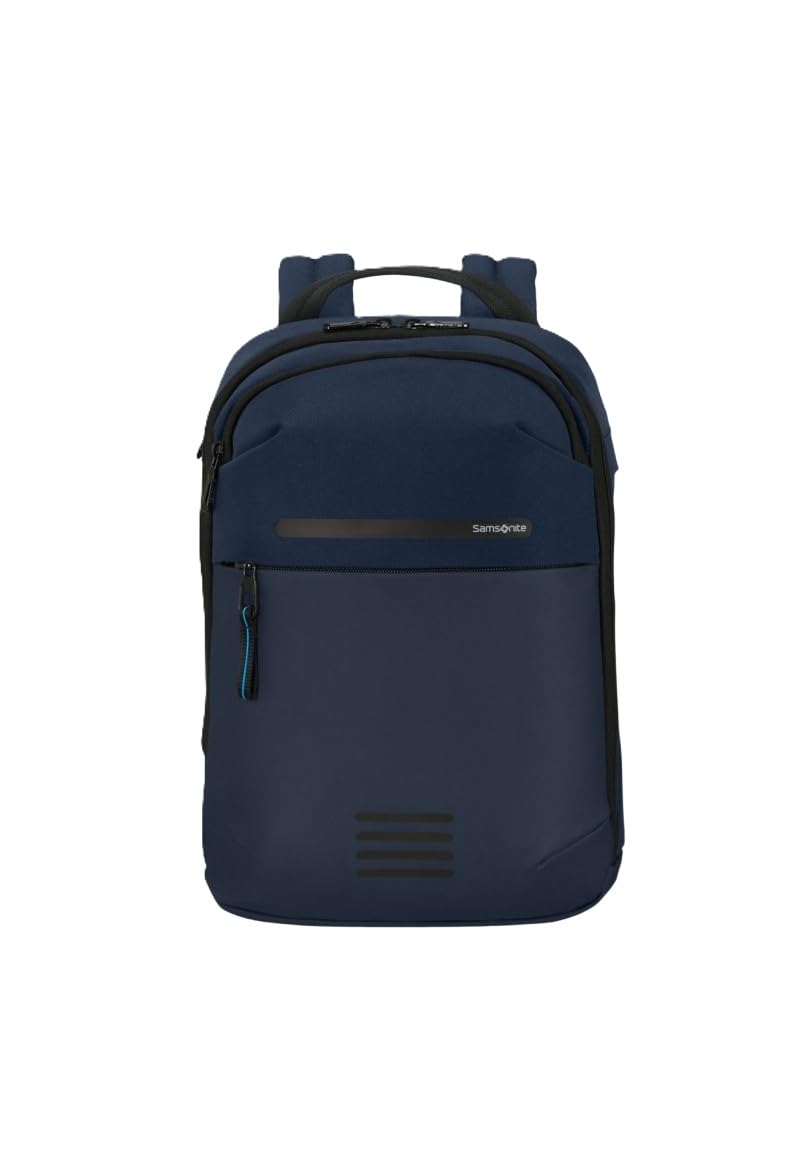 Samsonite Moderny - Mochila profesional de poliéster reciclado, color azul marino, 37,5 x 25 x 13 cm, con sistema Easy Pass y enganche con ruedas, 13,5 l