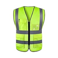 High Vis Vests,Hi Vest Safety Visibility Reflective Custom Work Waistcoat Jacket with Pockets Security Viz Night Fluorescent Breathable Hiviz Shirt,for Women Men kids Construction Cycling Motorcycle