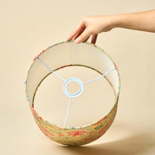 Image of Dreamy Walls 10.5'' Drum Lamp Shade for Bedroom, Living Room | Handcrafted Printed Faux Silk Replacement Lampshade Only | Easy Assembly, 10.5x8.5 Inches, Persian Flowers Shade