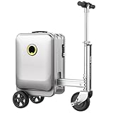 guoyjmm Maleta Inteligente Montable de 20 L, Equipaje de Mano Eléctrico con Batería, Motorizado para Adultos, Varilla de Aleación de Aluminio, Capacidad de 110 Kg, Cerradura TSA Silver-B