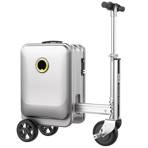 guoyjmm Maleta Inteligente Montable de 20 L, Equipaje de Mano Eléctrico con Batería, Motorizado para Adultos, Varilla de Aleación de Aluminio, Capacidad de 110 Kg, Cerradura TSA Silver-B guoyjmm Maleta Inteligente Montable de 20 L, Equipaje de Mano Eléctrico con Batería, Motorizado para Adultos, Varilla de Aleación de Aluminio, Capacidad de 110 Kg, Cerradura TSA Silver-B