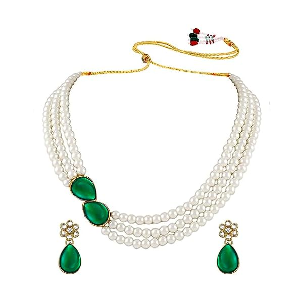 Peora Faux Pearl Crystal Necklace & Jewelry Set Gift for Women - Image 6
