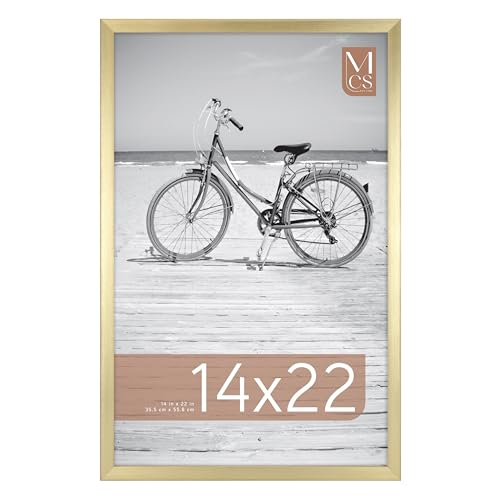 Image of MCS Foundation 14x22 Poster Frame Traditional Brass, Vertical & Horizontal Wall Hanging Large Picture Frame for Photos, Posters & Art Prints (1-Pack)